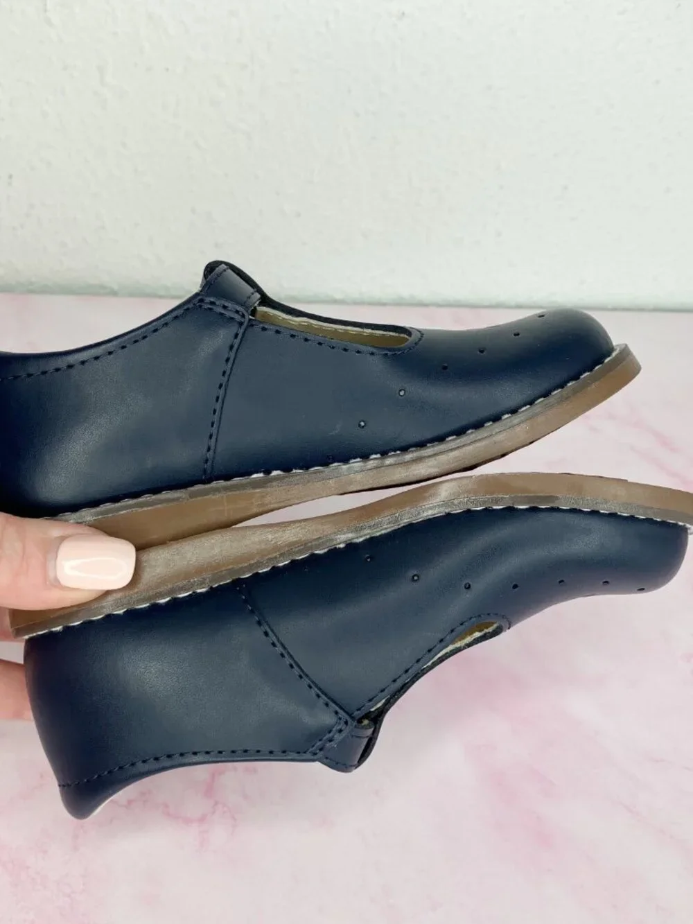 NIB Footmates Sherry T-strap Mary Jane navy leather size 9.5 little kid